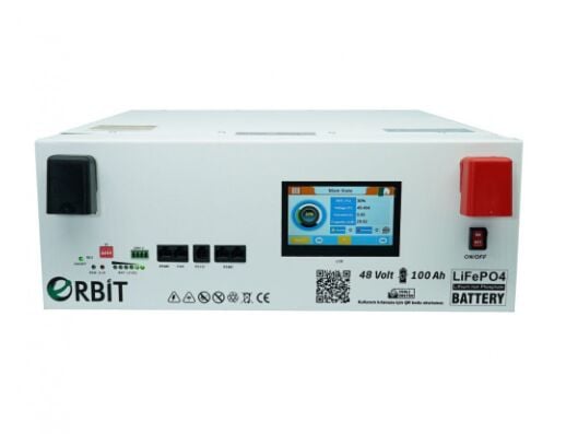 ORBİT 51.2 V 100 Ah LiFePO4 Akü-Low Voltage-Ekranlı-Metal Kasa