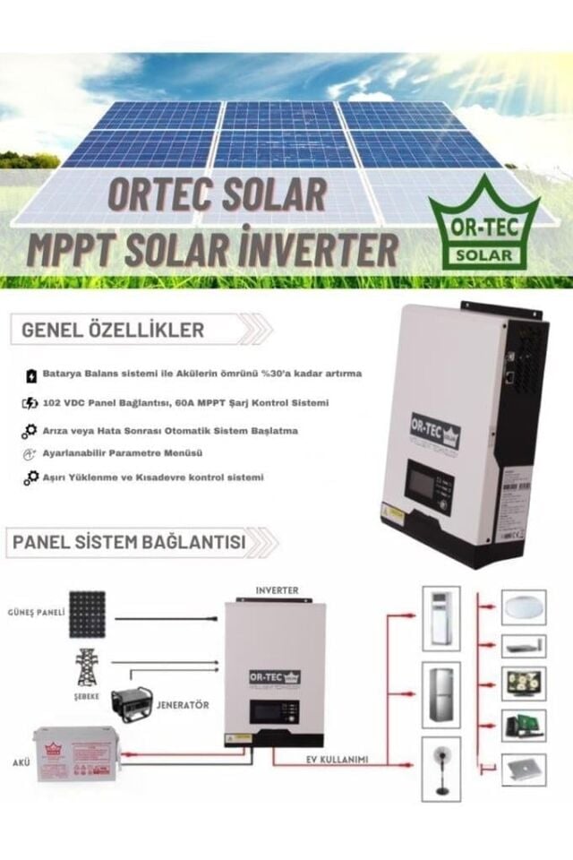 ORTEC SOLAR 12V 1KW MPPT AKILLI İNVERTER