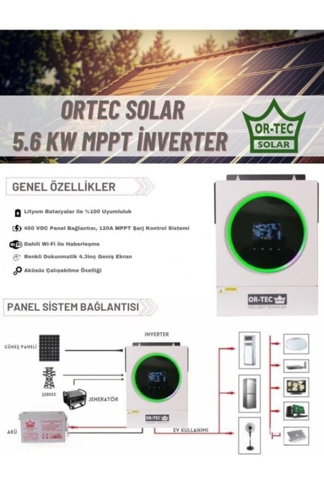 ORTEC SOLAR 48V 5.6KW MPPT AKILLI İNVERTER
